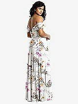 Rear View Thumbnail - Butterfly Botanica Ivory Off-the-Shoulder Draped Chiffon Maxi Dress