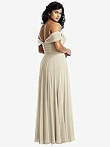 Rear View Thumbnail - Champagne Off-the-Shoulder Draped Chiffon Maxi Dress