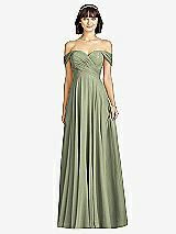 Alt View 1 Thumbnail - Sage Off-the-Shoulder Draped Chiffon Maxi Dress