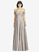 Alt View 1 Thumbnail - Taupe Off-the-Shoulder Draped Chiffon Maxi Dress