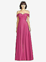 Alt View 1 Thumbnail - Tea Rose Off-the-Shoulder Draped Chiffon Maxi Dress