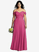 Front View Thumbnail - Tea Rose Off-the-Shoulder Draped Chiffon Maxi Dress