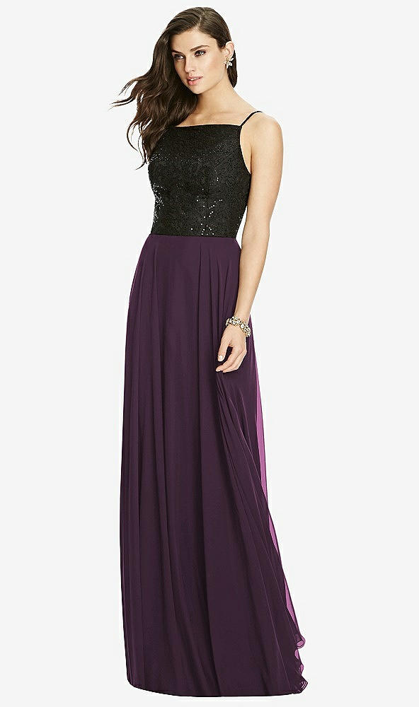 Front View - Aubergine Chiffon Maxi Skirt