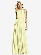 Front View Thumbnail - Butter Yellow Cross Strap Open-Back Halter Maxi Dress