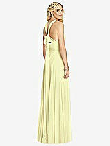 Rear View Thumbnail - Butter Yellow Cross Strap Open-Back Halter Maxi Dress