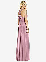 Rear View Thumbnail - Dusty Pink Cross Strap Open-Back Halter Maxi Dress