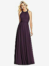 Front View Thumbnail - Aubergine Cross Strap Open-Back Halter Maxi Dress