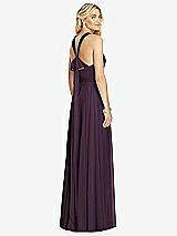 Rear View Thumbnail - Aubergine Cross Strap Open-Back Halter Maxi Dress