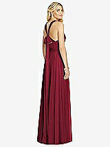 Rear View Thumbnail - Burgundy Cross Strap Open-Back Halter Maxi Dress