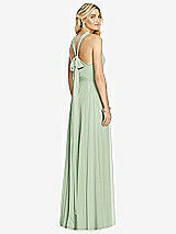 Rear View Thumbnail - Celadon Cross Strap Open-Back Halter Maxi Dress