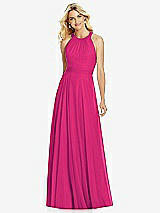Front View Thumbnail - Think Pink Cross Strap Open-Back Halter Maxi Dress