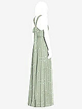 Rear View Thumbnail - Vintage Primrose Sage Cross Strap Open-Back Halter Maxi Dress