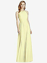 Front View Thumbnail - Butter Yellow Cutout Open-Back Shirred Halter Maxi Dress