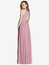 Rear View Thumbnail - Dusty Pink Cutout Open-Back Shirred Halter Maxi Dress