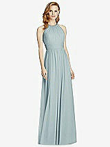 Front View Thumbnail - Morning Sky Cutout Open-Back Shirred Halter Maxi Dress