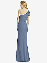 Alt View 2 Thumbnail - Larkspur Blue Bowed One-Shoulder Trumpet Gown