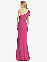 Alt View 2 Thumbnail - Tea Rose Bowed One-Shoulder Trumpet Gown