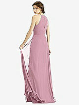 Rear View Thumbnail - Dusty Pink Keyhole Halter Chiffon Maxi Dress