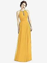 Front View Thumbnail - NYC Yellow Keyhole Halter Chiffon Maxi Dress