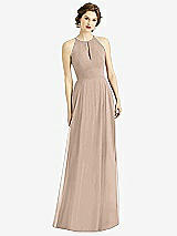 Front View Thumbnail - Topaz Keyhole Halter Chiffon Maxi Dress