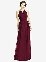 Front View Thumbnail - Cabernet Keyhole Halter Chiffon Maxi Dress