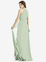 Rear View Thumbnail - Celadon Keyhole Halter Chiffon Maxi Dress