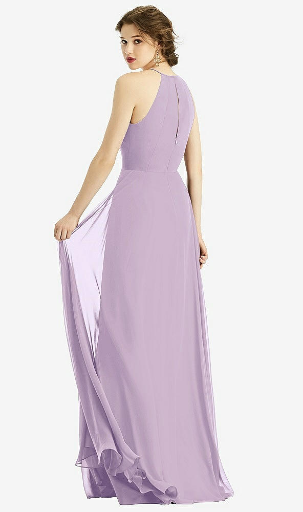 Back View - Pale Purple Keyhole Halter Chiffon Maxi Dress