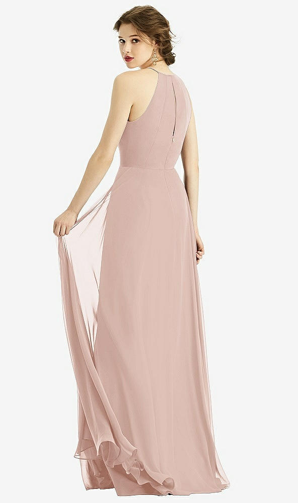 Back View - Toasted Sugar Keyhole Halter Chiffon Maxi Dress