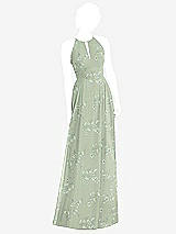 Front View Thumbnail - Vintage Primrose Sage Keyhole Halter Chiffon Maxi Dress