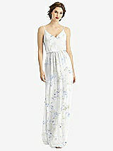 Front View Thumbnail - Bleu Garden V-Neck Blouson Bodice Chiffon Maxi Dress