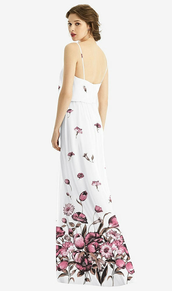 Back View - London Print V-Neck Blouson Bodice Chiffon Maxi Dress