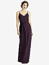 Front View Thumbnail - Aubergine V-Neck Blouson Bodice Chiffon Maxi Dress