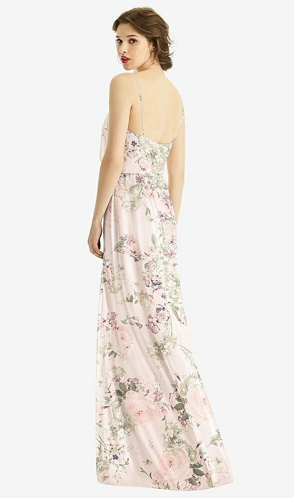 Back View - Blush Garden V-Neck Blouson Bodice Chiffon Maxi Dress