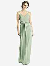 Front View Thumbnail - Celadon V-Neck Blouson Bodice Chiffon Maxi Dress