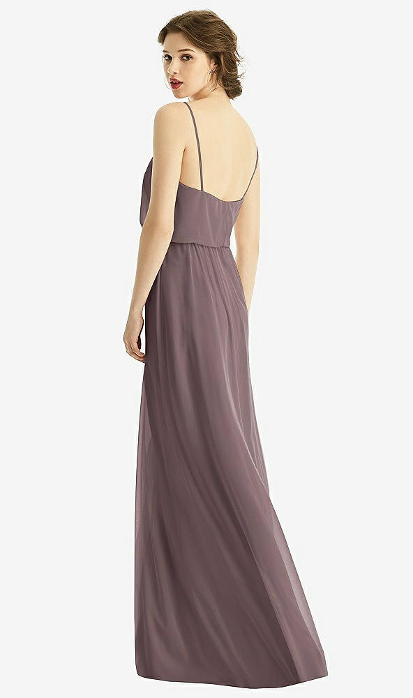 Back View - French Truffle V-Neck Blouson Bodice Chiffon Maxi Dress