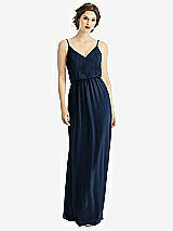 Front View Thumbnail - Midnight Navy V-Neck Blouson Bodice Chiffon Maxi Dress