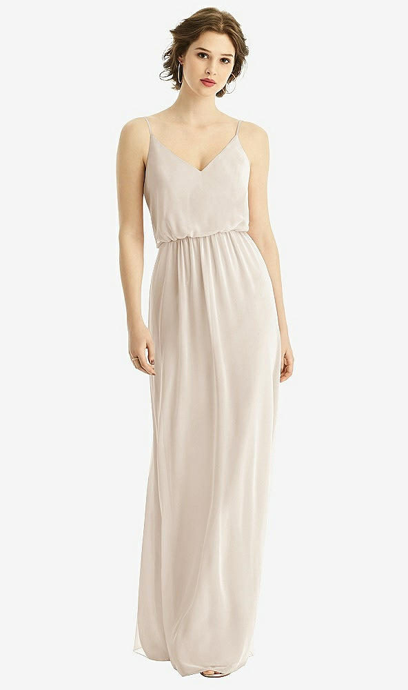 Front View - Oat V-Neck Blouson Bodice Chiffon Maxi Dress