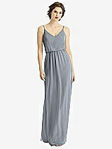 Front View Thumbnail - Platinum V-Neck Blouson Bodice Chiffon Maxi Dress