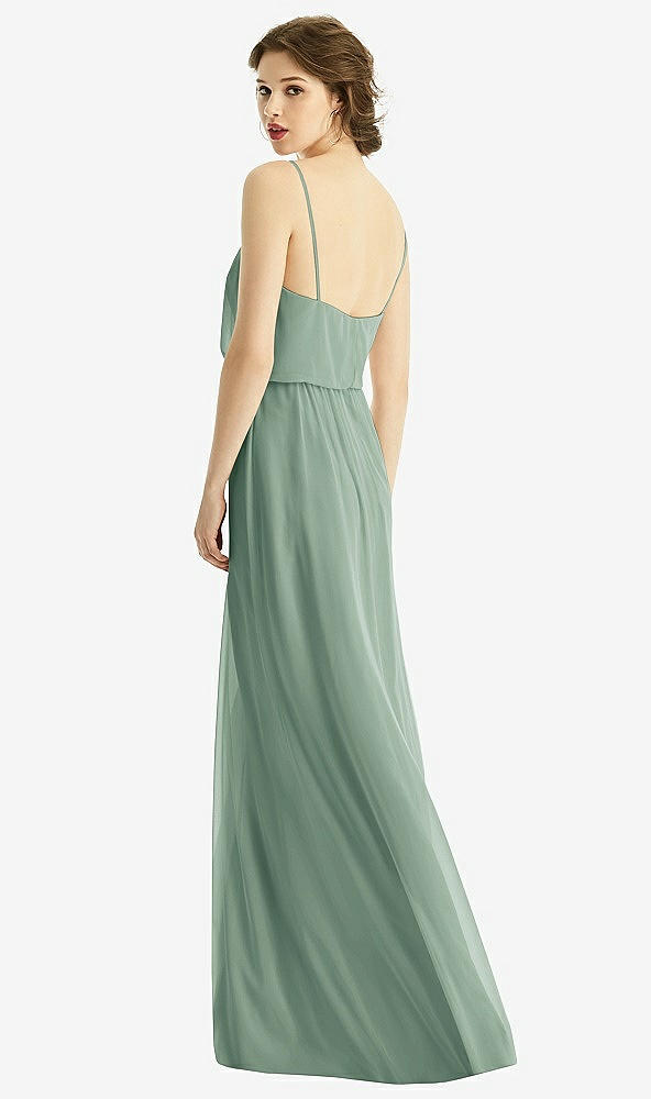 Back View - Seagrass V-Neck Blouson Bodice Chiffon Maxi Dress