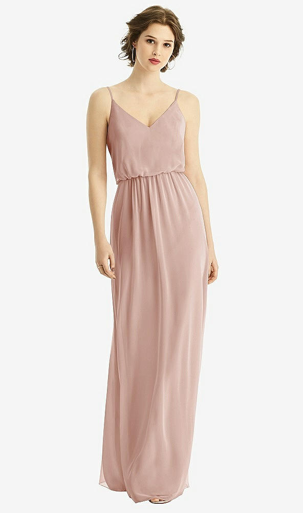 Front View - Toasted Sugar V-Neck Blouson Bodice Chiffon Maxi Dress