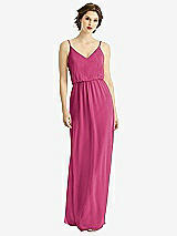 Front View Thumbnail - Tea Rose V-Neck Blouson Bodice Chiffon Maxi Dress