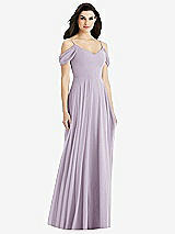 Rear View Thumbnail - Lilac Haze Off-the-Shoulder Open Cowl-Back Maxi Dress