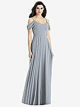 Rear View Thumbnail - Platinum Off-the-Shoulder Open Cowl-Back Maxi Dress