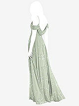 Front View Thumbnail - Vintage Primrose Sage Off-the-Shoulder Open Cowl-Back Maxi Dress