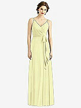 Front View Thumbnail - Butter Yellow Draped Wrap Chiffon Maxi Dress with Sash