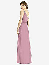 Rear View Thumbnail - Dusty Pink Draped Wrap Chiffon Maxi Dress with Sash