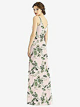 Rear View Thumbnail - Palm Beach Print Draped Wrap Chiffon Maxi Dress with Sash