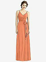 Front View Thumbnail - Sweet Melon Draped Wrap Chiffon Maxi Dress with Sash