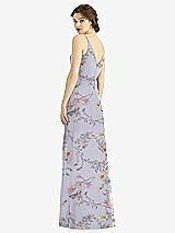 Rear View Thumbnail - Butterfly Botanica Silver Dove Draped Wrap Chiffon Maxi Dress with Sash