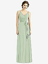 Front View Thumbnail - Celadon Draped Wrap Chiffon Maxi Dress with Sash